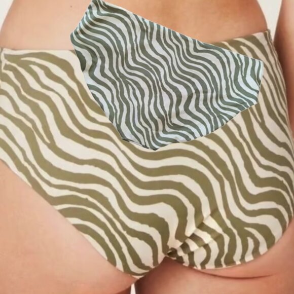 Andie Swim The Hipster Bottom Bias Stripe Olive Eco Nylon Size Medium - Picture 1 of 9